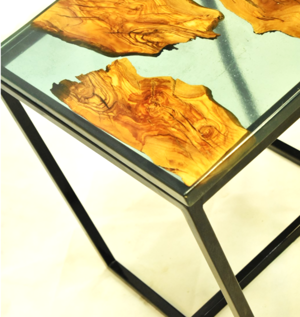 Olive wood clear epoxy side tables set - Image 2