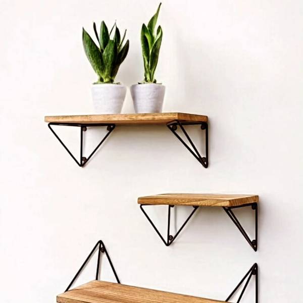 Wall wooden shelves set