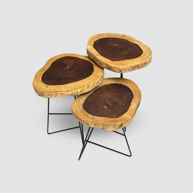 Asersus wood cookie side table set