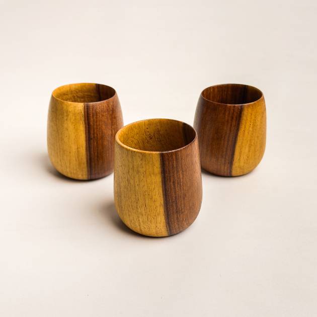 Asersus wood mini coffee cups set