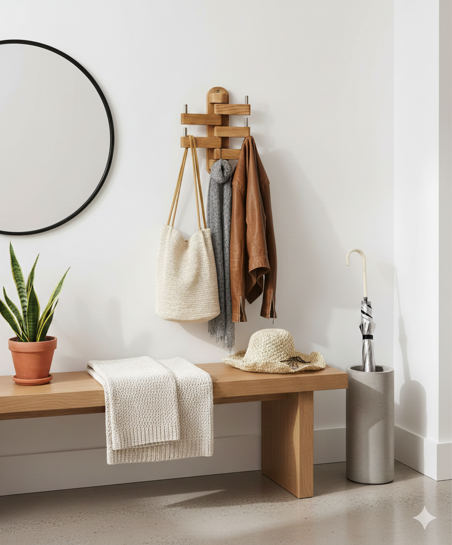 Solid Cherry Swivel Wall Coat Rack - Image 3