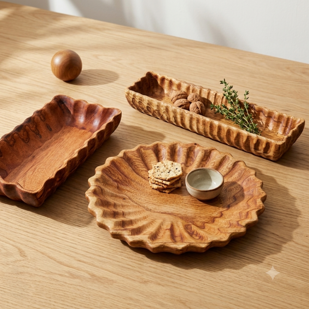 Cherry Wood Serving platter set