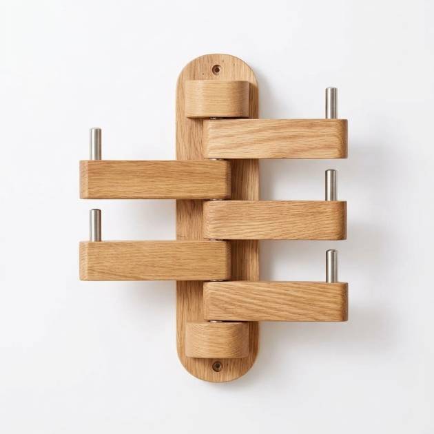 Solid Cherry Swivel Wall Coat Rack