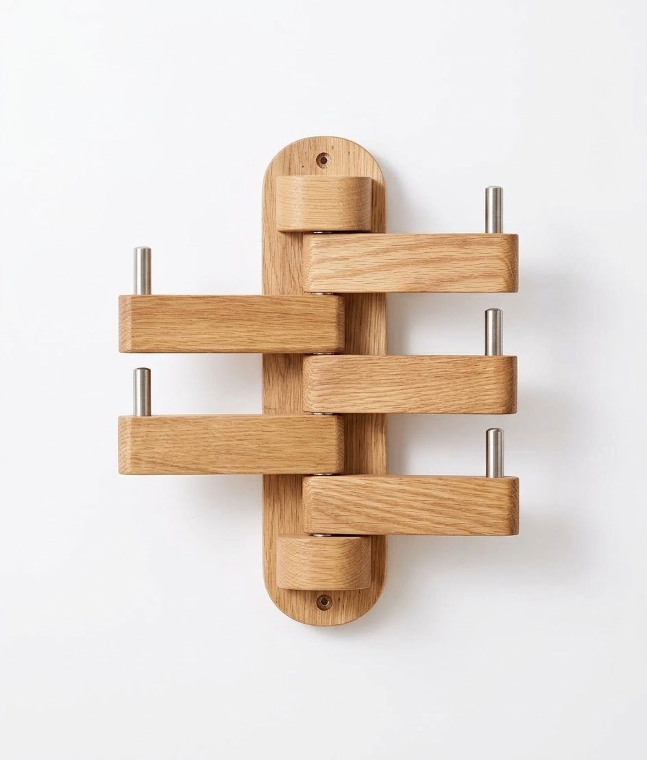 Solid Cherry Swivel Wall Coat Rack