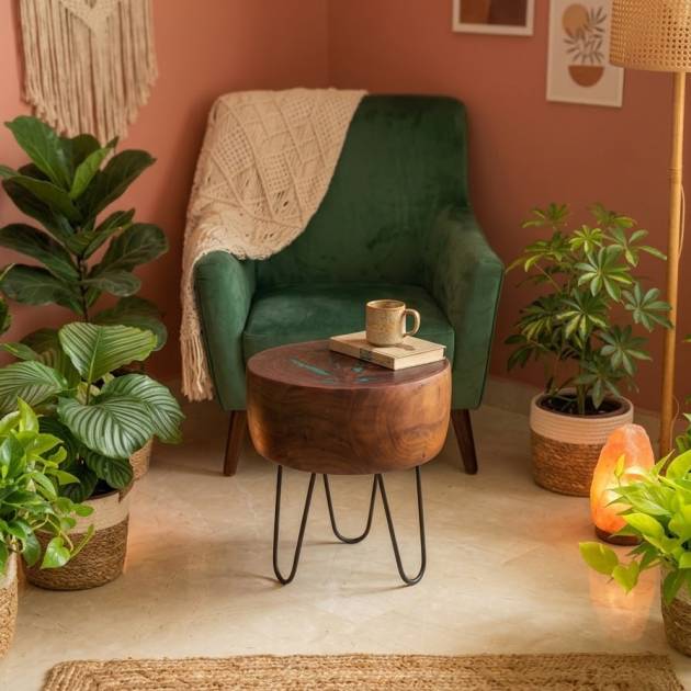 Lumina Eucalyptus Accent Stool & Side Table